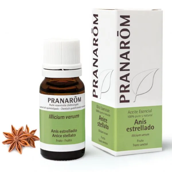 En el Aceite esencial de Anís estrellado el Anetol y el aceite tienen propiedades antibacterianas, antimicóticas, antioxidantes y estimulantes. Por esta razón este aceite se utiliza a menudo en la medicina, como por ejemplo en jarabes y pastillas para la tos. El aceite esencial de anís también presenta acción antioxidante importante.